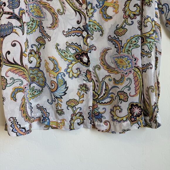 Jessica London Plus Size Sheer Boho Paisley Button Down Tunic 14W Artsy - Picture 2 of 16
